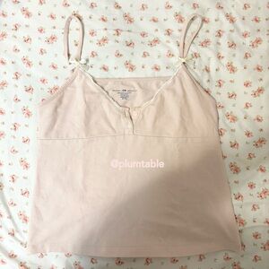 Brandy Melville Blush Button Front Crochet Trim Tank